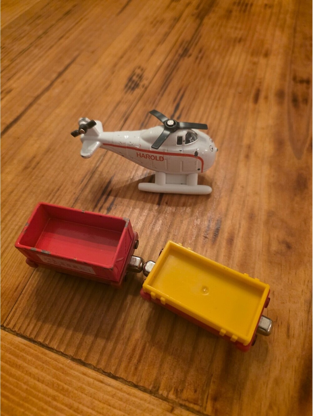 Vintage Harold & The Purple Crayon Toy Train Cars and Harold Helicopter Set